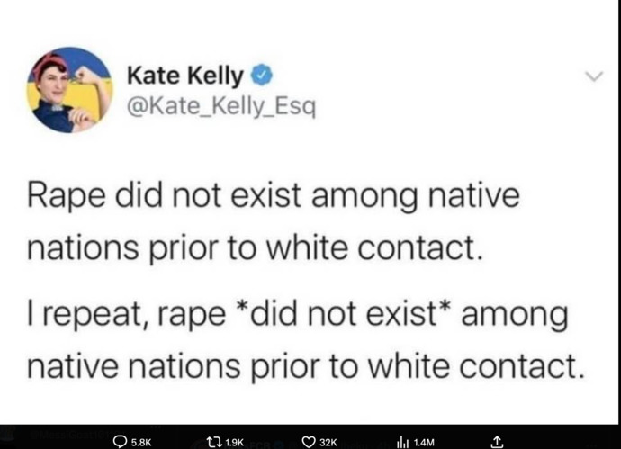 Is Kate telling the truth: Rape did not exist among native nations prior to white contact?