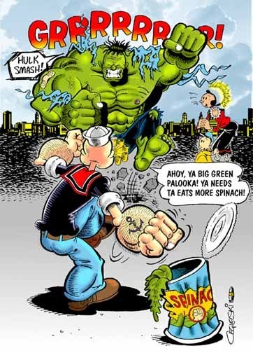 Who would win, Popeye or The Hulk?