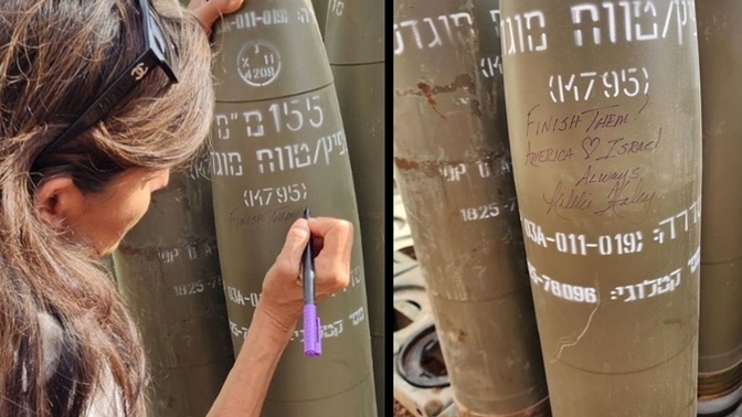 What is your opinion on Nikki Haley writing "Finish them" on US shells to be fired into Rafah? Is it acceptable behavior? Sociopathic? Encouraging?