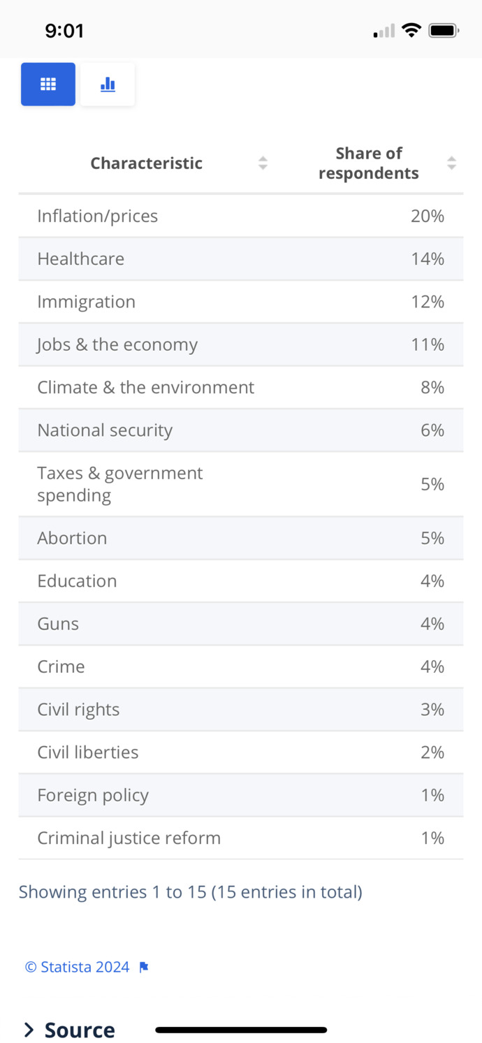 Which issue matters the most to you when voting in elections?