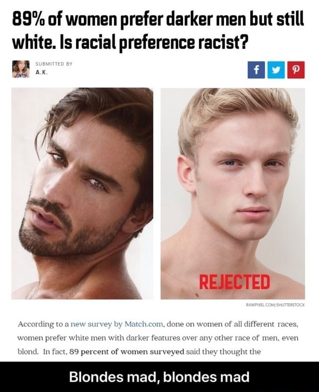 Do women prefer darker men but still white?