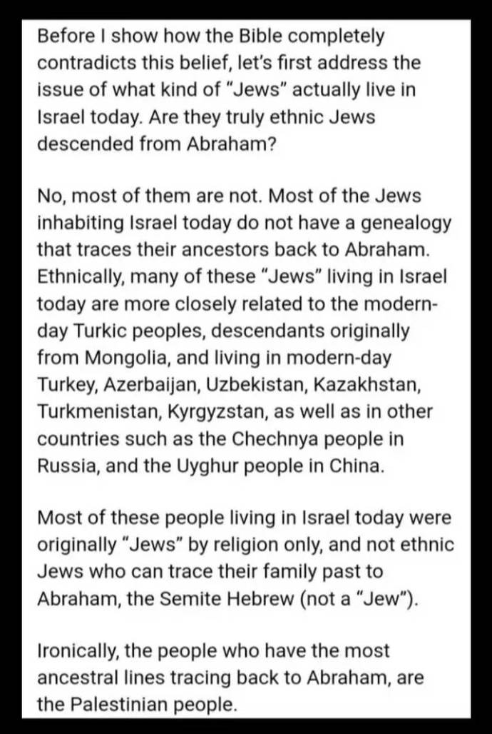 If youre not a true Semite and have no Hebrew DNA, how can you still claim ancient return rights to Palestine?