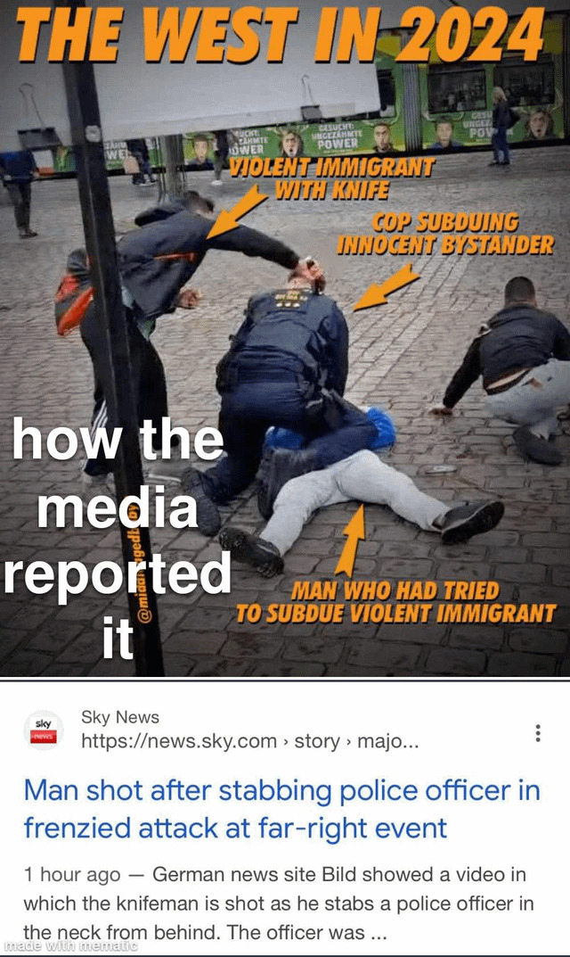 Policeman stabbed by radical muslim after policeman restrains hero restraining violent Muslim. Thoughts?