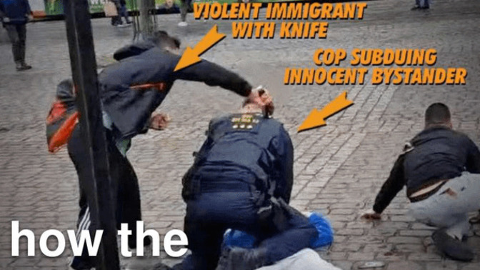 Policeman stabbed by radical muslim after policeman restrains hero restraining violent Muslim. Thoughts?