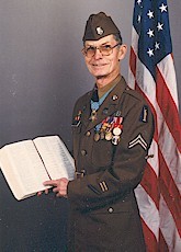 Desmond Dawes and a Bible... not the one he carried into battle