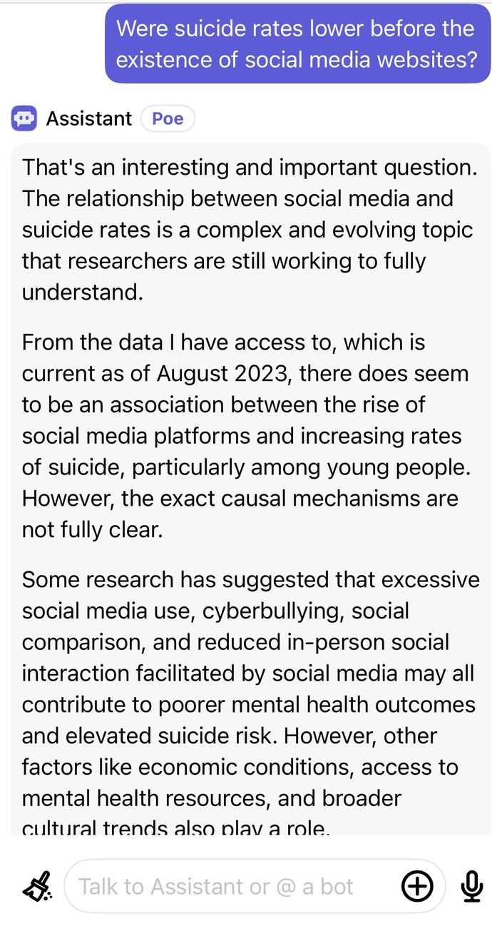 Do you believe suicide rates would decrease if social media was completely wiped off and deleted from the internet?