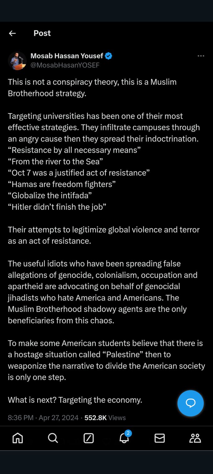 Did you these facts about Hamas/Palestine courtesy of the son of a founder of Hamas?