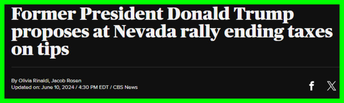 WoW! I love this idea! What do you think of President Trumps idea that if he is elected he will end tax on tips?