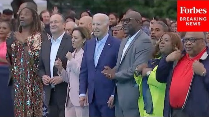 Isn’t this just really sad and pathetic to witness? Why is Biden just awkwardly standing there smiling? Does he even know what’s going on?