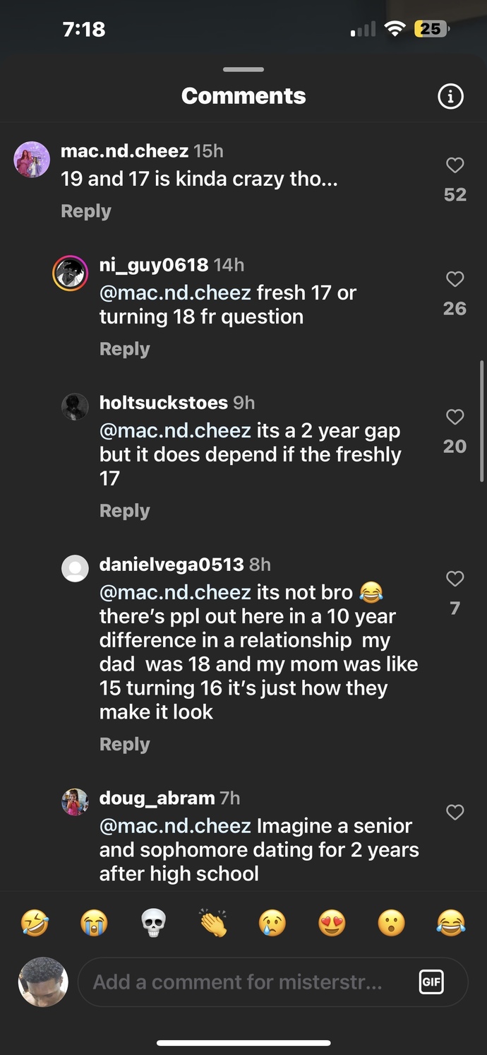 19 and 17 dating is weird now?