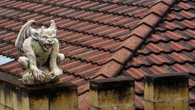 How would you react if you walked outside one day and saw stone gargoyles suddenly perched ontop of your roof?