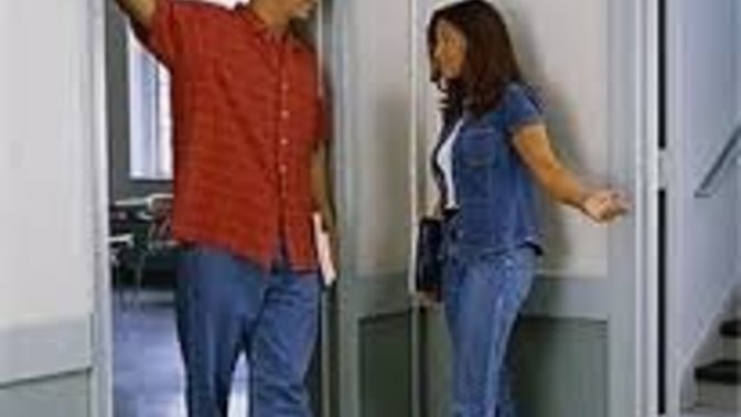 Is it flirty for a guy to lean against the doorframe behind you?