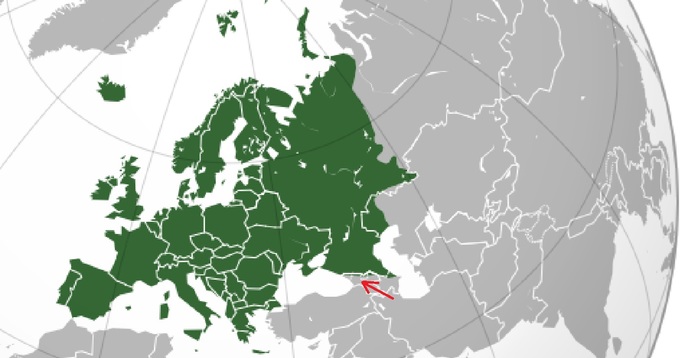 Map showing exact geographical boundary between Europe and Asia