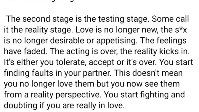 Do you agree with these four stages of a relationship?