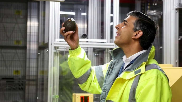 Rishi Rich looking at avocados.
