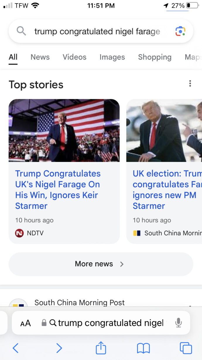 What do British people think about the fact that Donald Trump snubbed their new useless PM in epic fashion and only congratulated Sir Nigel Farage?