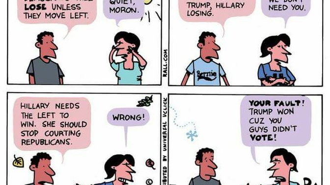 Is this political cartoon accurate representation of Clinton supporters in 2016?