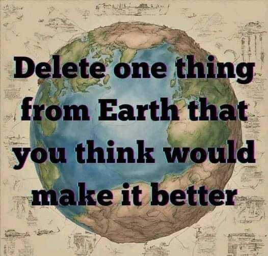 What one thing would you delete from Earth to make it better?