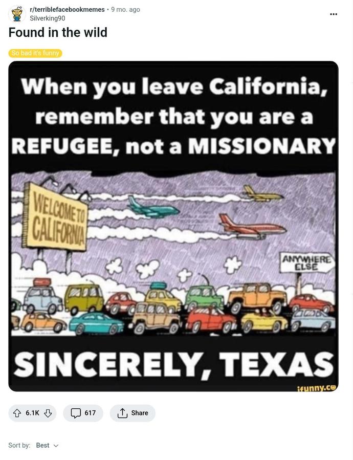 Want to keep telling me how bad California is? ?