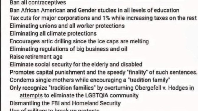 Prohect 2025 aims for the following policies. Are you aware of these goals & its symmetry w/ GOP platform? Does it represent conservative values?