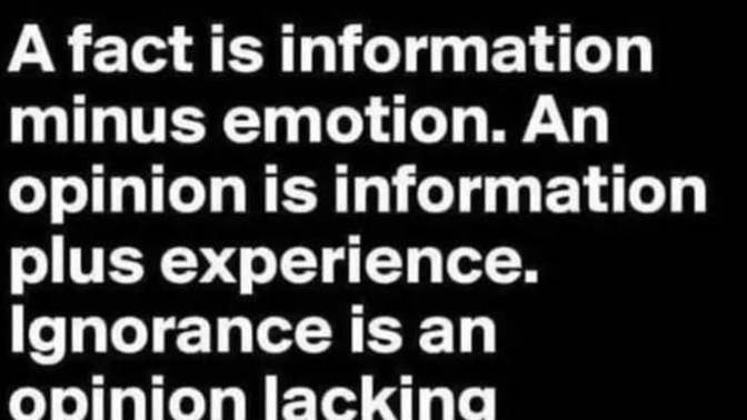 I’m pretty secure in these definitions of FACT, OPINION & STUPITY. Are you?