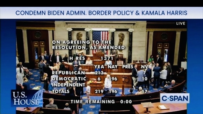 The House has voted to condemn border czar Kamala Harris’ handling of the southern border. Do you think this will hurt her chances at winning?