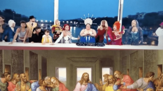 You want to go after the Olympics for the Last Supper - but you won't go after your own for Making Trump look like Jesus (10 commandment violation) ?