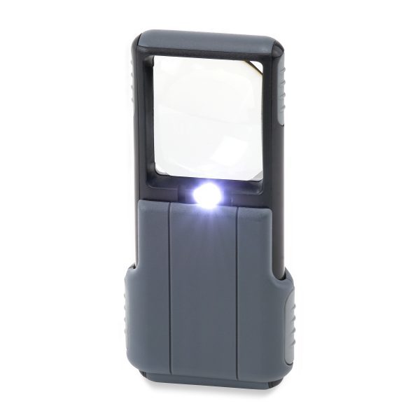 MiniBrite™ 5x LED Lit Slide Out Portable Magnifier, Protective Sleeve, PO-55