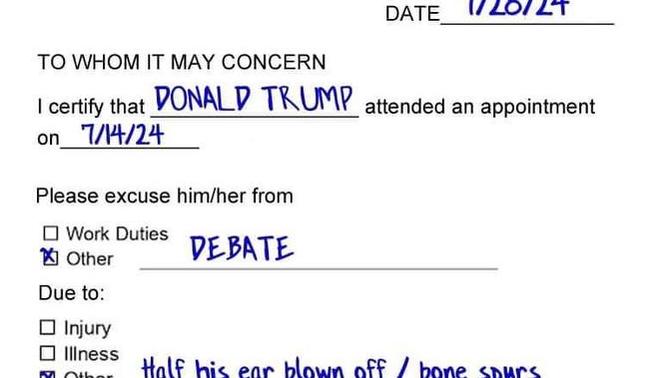 Since he has a doctors note to excuse him from debating - do you think he will still win?