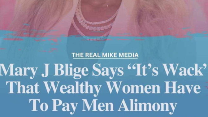 A woman says "Its wack that wealthy women have to pay men Alimoney"?