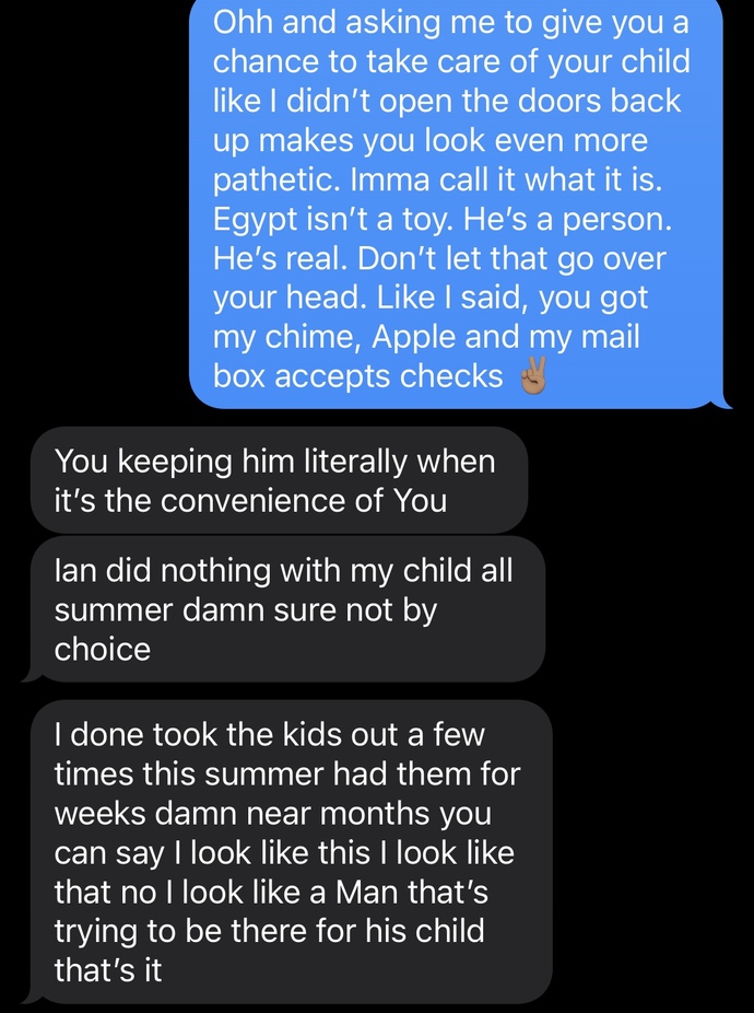Would you guys say I was being a bitter mom? or just a mom who’s setting boundaries and protecting her child based on these texts?