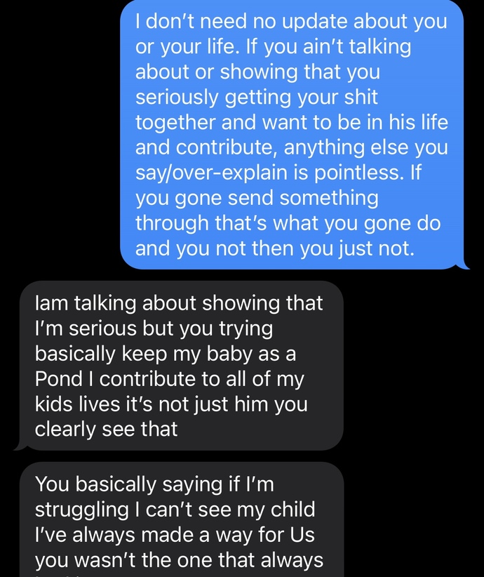 Would you guys say I was being a bitter mom? or just a mom who’s setting boundaries and protecting her child based on these texts?