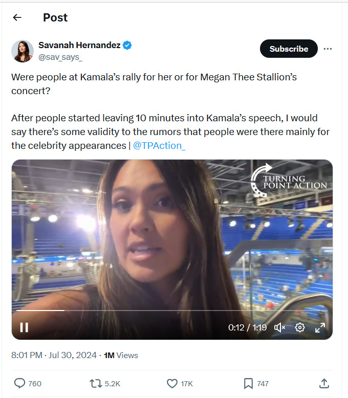 Are you surprised people started leaving Harriss Atlanta campaign shortly after Harris took the stage?