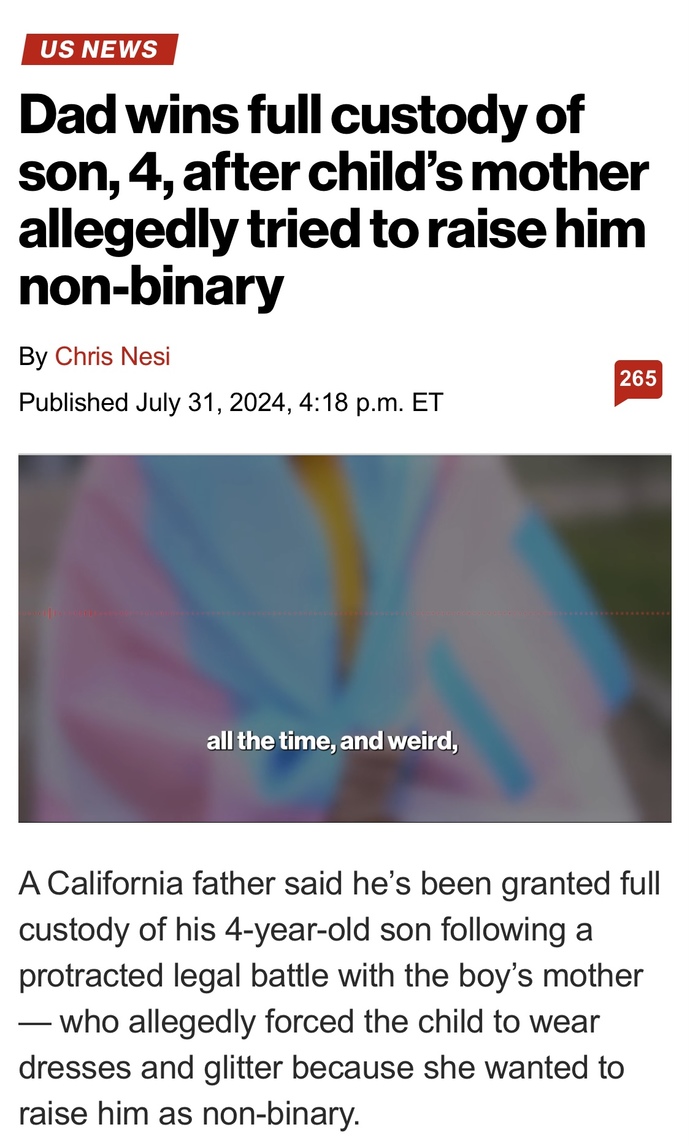 Do you believe it’s child abuse to try and raise a child as a gender that doesn’t align with their birth sex?