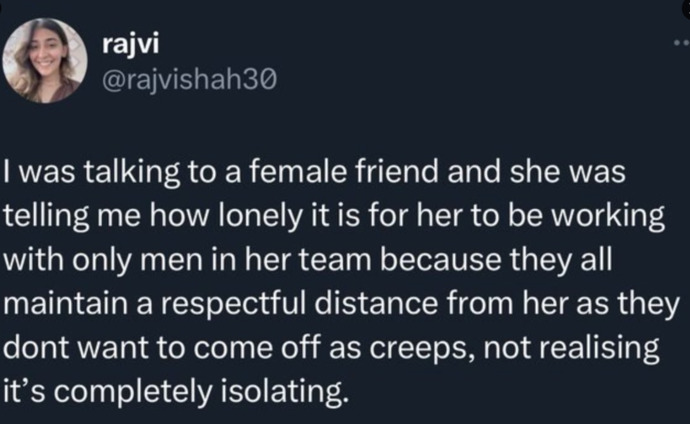 Should men that dont talk to women at work be fired?
