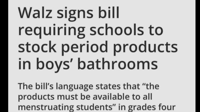 What do you think of Kamala's VP pick Tim "Put tampon vending machines in boys bathrooms" Walz?