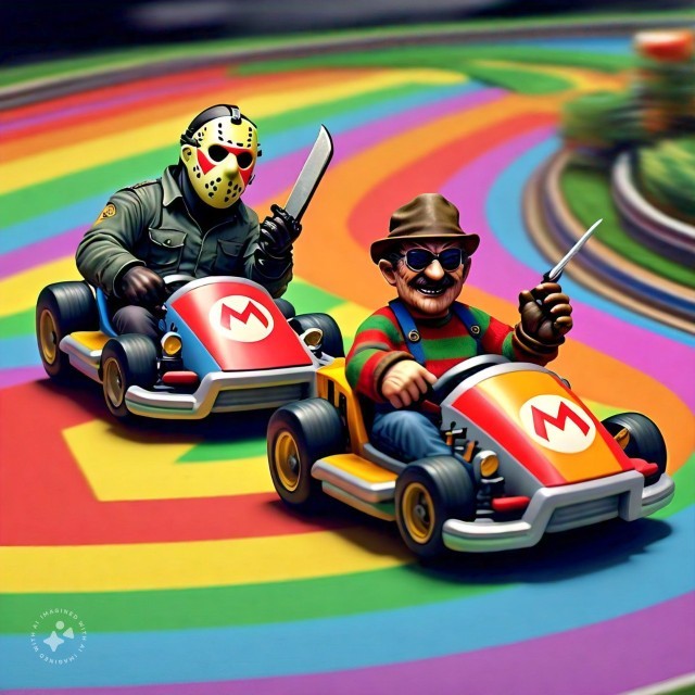 Hey everyone , would horror villains driving in mario kart N64 , be cool to you?