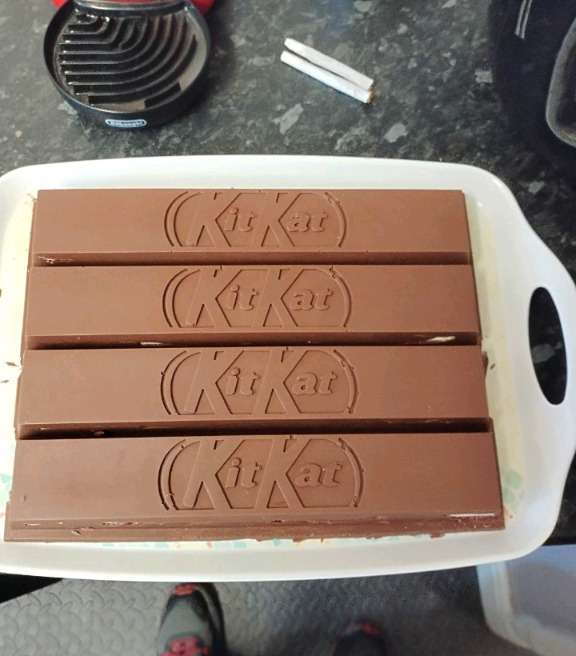 Girls, Who here would be able to eat all of this giant kit kat I made?
