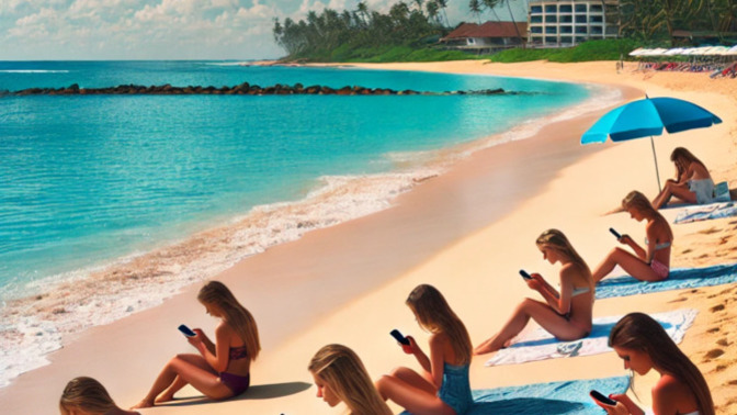 Girls, what's so exciting and entertaining about your phones?