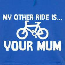 I don't have it anymore but it was a little license plate on my mountain bike, not a t-shirt.