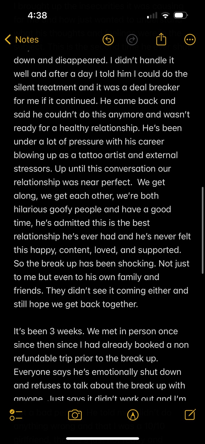 Will he regret it eventually and want to try to work things out?