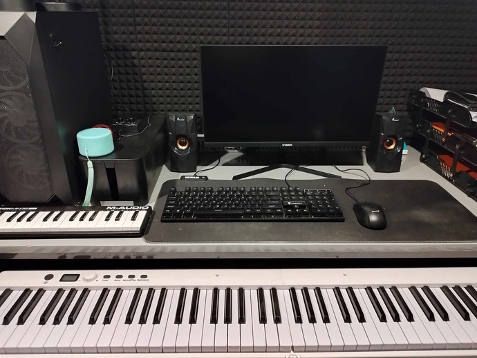 What kind of decorations or items do you have on your desk?