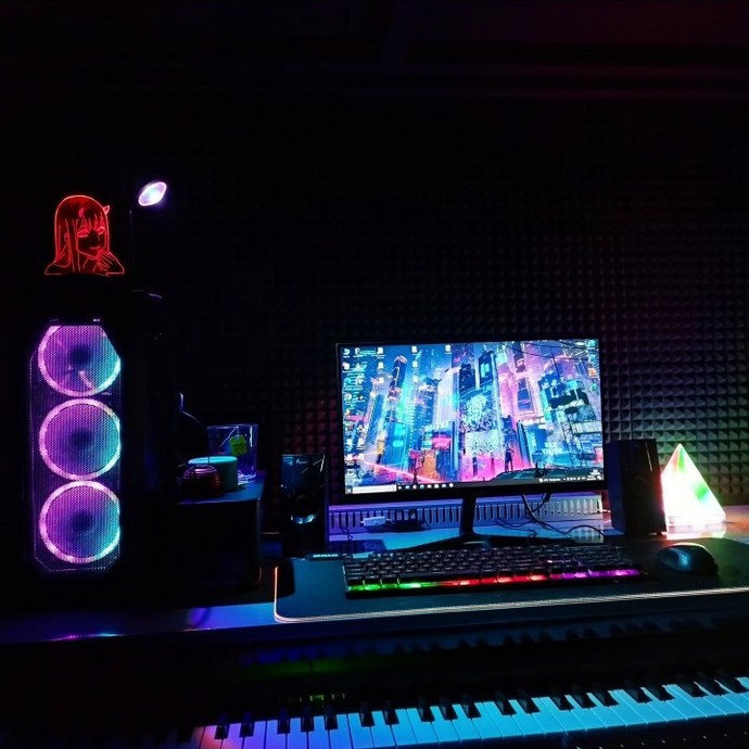 What kind of decorations or items do you have on your desk?