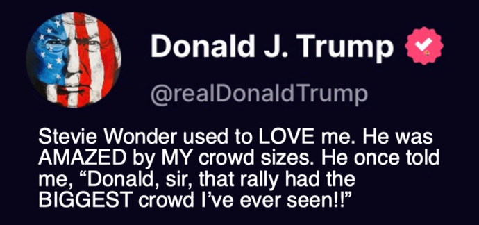 Was Stevie Wonder blind to see Trump was a con?
