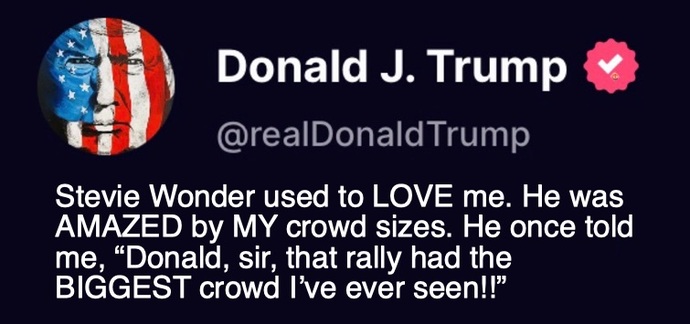 How could Stevie Wonder see Trumps Crowd size - who really is blind?