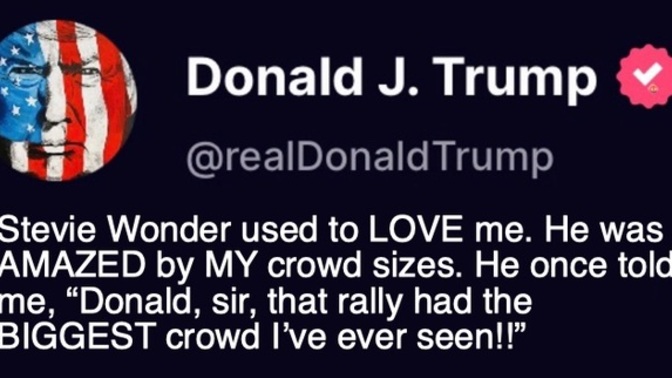 How could Stevie Wonder see Trumps Crowd size - who really is blind?