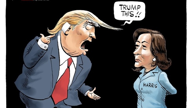 Which political cartoon best encapsulates the 2024 US Election?