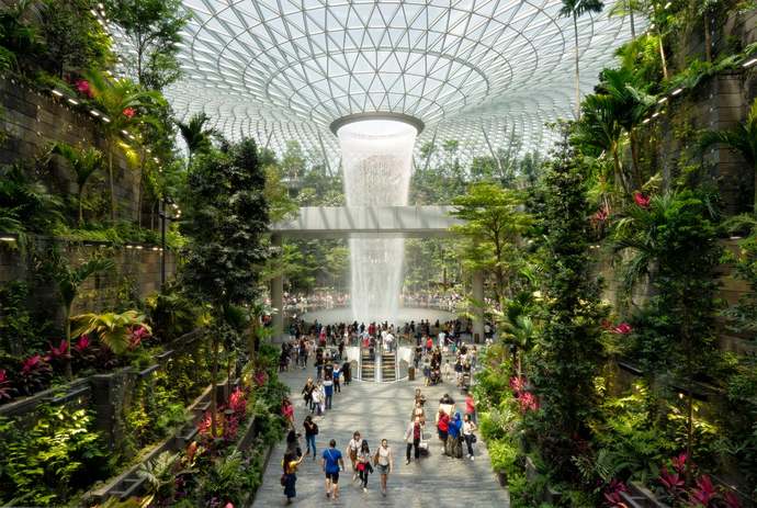 Singapores airport has a botanical gardens inside the terminal