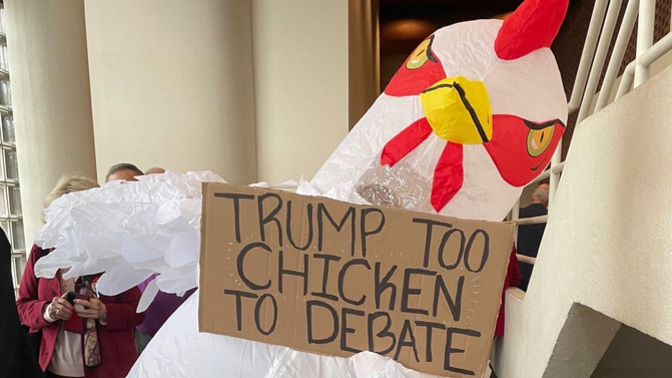 Will "Chicken Trump" successfully get out of debating future President Harris?