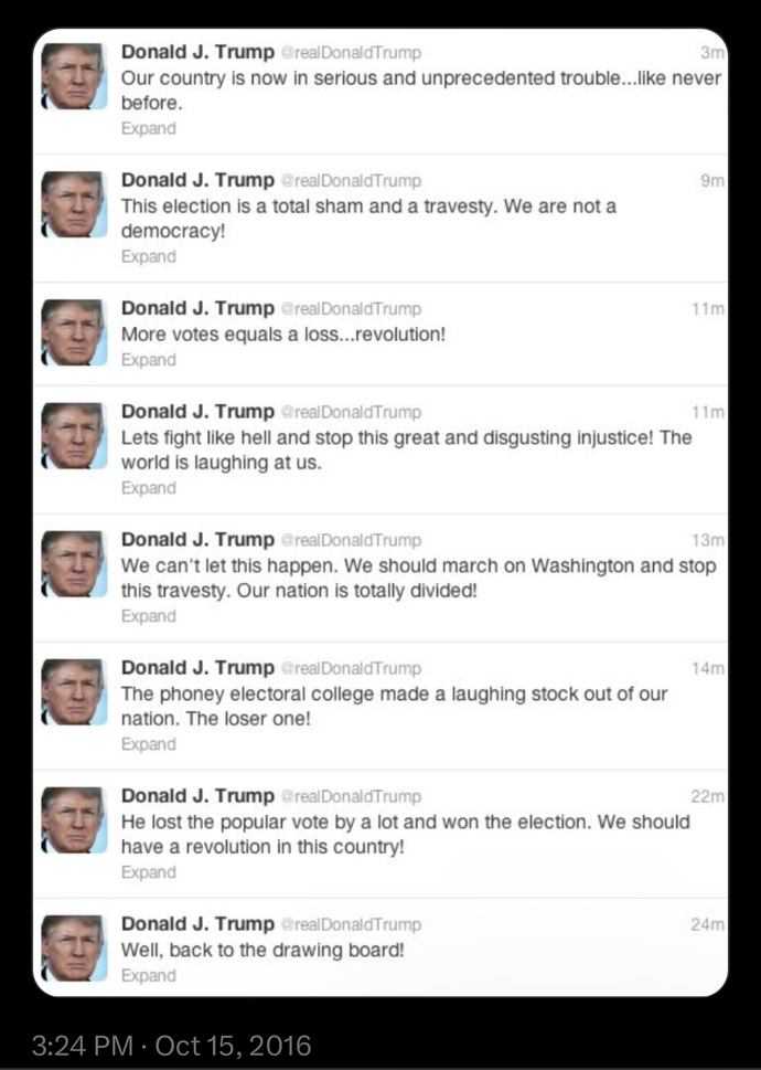 Trump’s 2012 Tweets After President Barack Obama Won